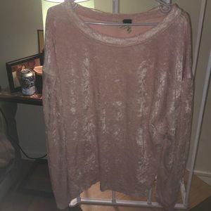 Free People Velour sweater with bloom sleeves